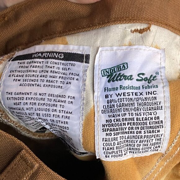 Carhartt FRB152BRN Flame Resistant Work Dungaree Canvas Pants Size 36 - Picture 9 of 9